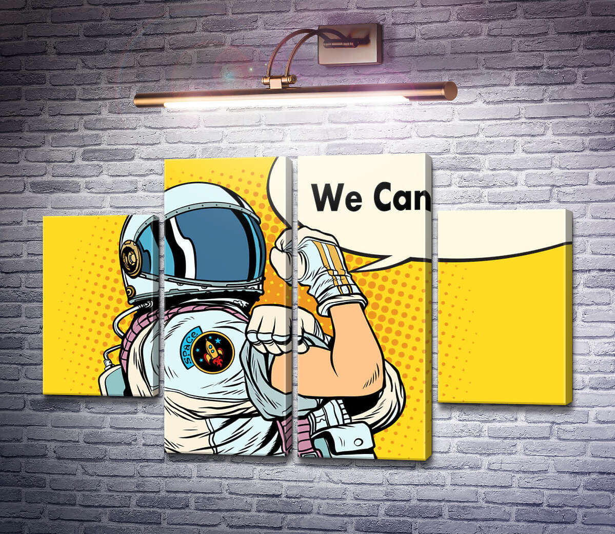 Модульна картина Відважний астронавт з фразою "We Can Do It!" (Модуль №20) Модульна картина Відважний астронавт з фразою "We Can Do It!" (Модуль №20)