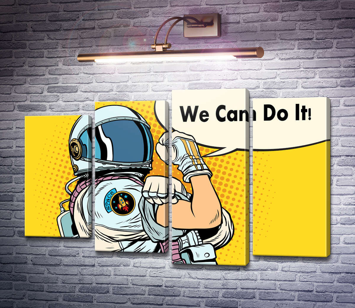 Модульна картина Відважний астронавт з фразою "We Can Do It!" (Модуль №3) Модульна картина Відважний астронавт з фразою "We Can Do It!" (Модуль №3)