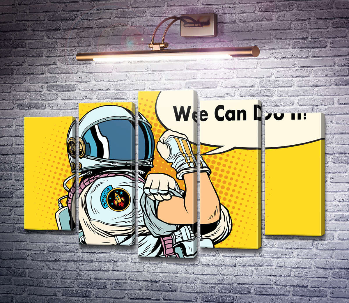 Модульная картина Отважнвый астронавт с фразой "We Can Do It!" (Модуль №4) Модульная картина Отважнвый астронавт с фразой "We Can Do It!" (Модуль №4)