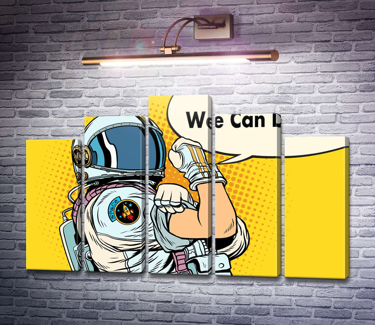 Модульна картина Відважний астронавт з фразою "We Can Do It!" (Модуль №29) Модульна картина Відважний астронавт з фразою "We Can Do It!" (Модуль №29)