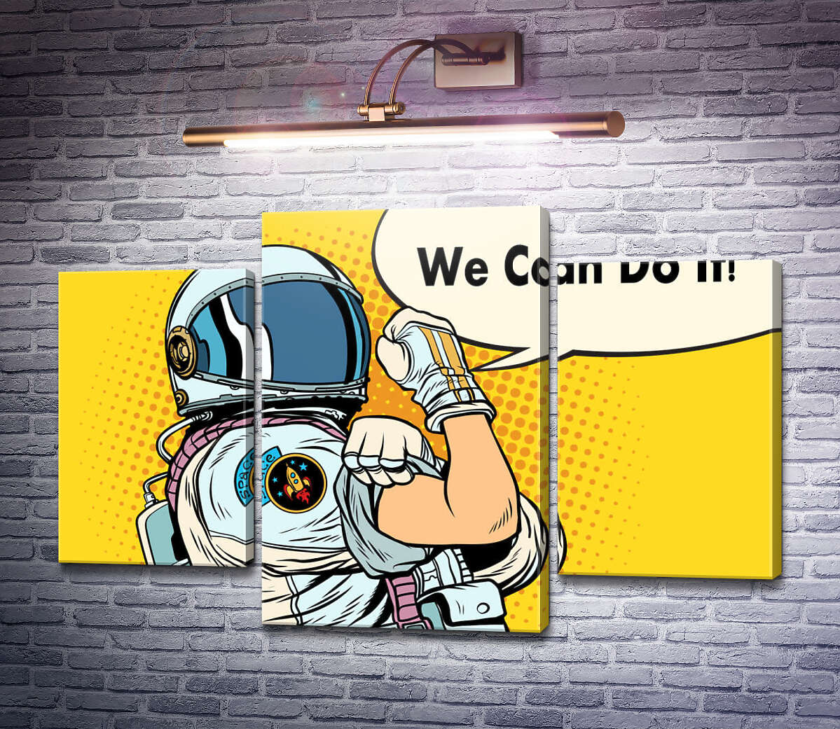 Модульна картина Відважний астронавт з фразою "We Can Do It!" (Модуль №10) Модульна картина Відважний астронавт з фразою "We Can Do It!" (Модуль №10)