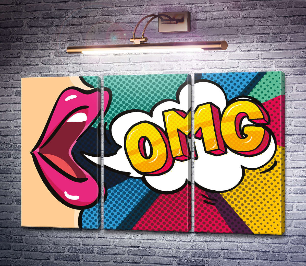 Модульна картина Фраза OMG та губи (Модуль №2) Модульна картина Фраза OMG та губи (Модуль №2)
