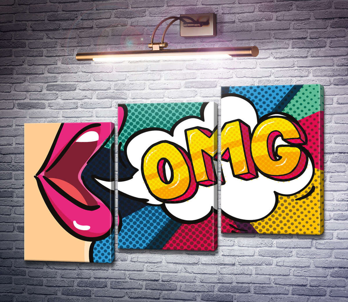 Модульна картина Фраза OMG та губи (Модуль №14) Модульна картина Фраза OMG та губи (Модуль №14)