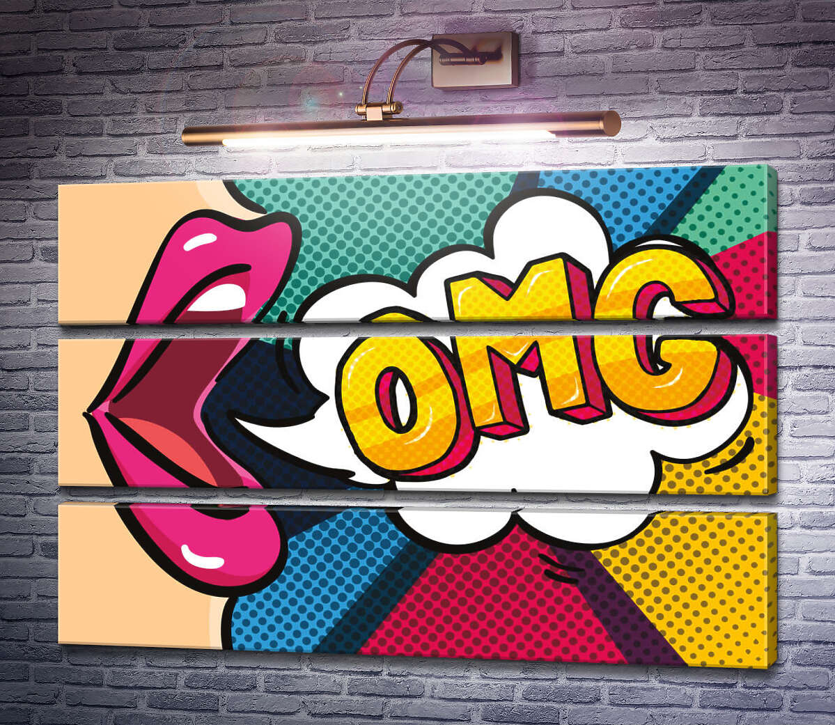 Модульна картина Фраза OMG та губи (Модуль №15)