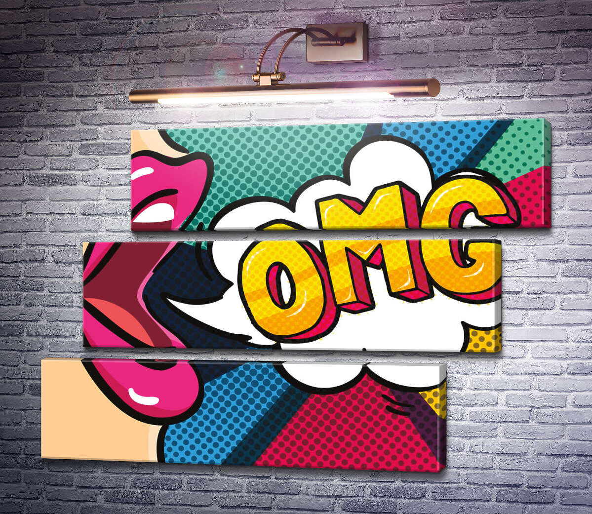 Модульна картина Фраза OMG та губи (Модуль №17)