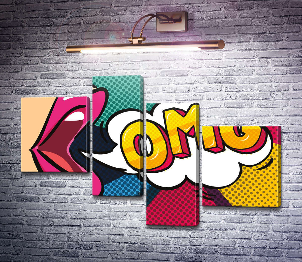 Модульна картина Фраза OMG та губи (Модуль №21) Модульна картина Фраза OMG та губи (Модуль №21)