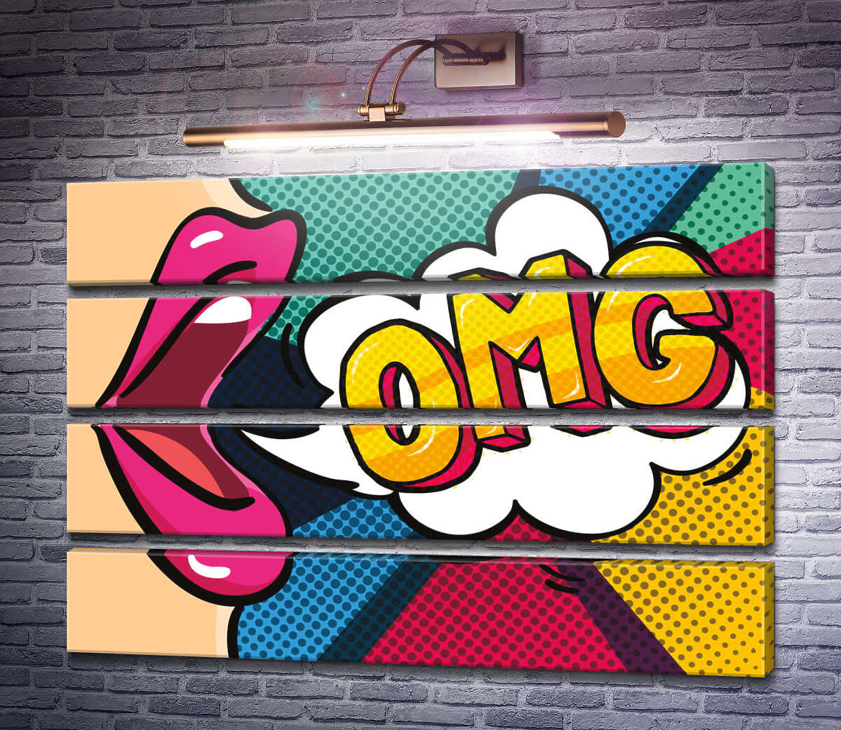 Модульна картина Фраза OMG та губи (Модуль №22) Модульна картина Фраза OMG та губи (Модуль №22)