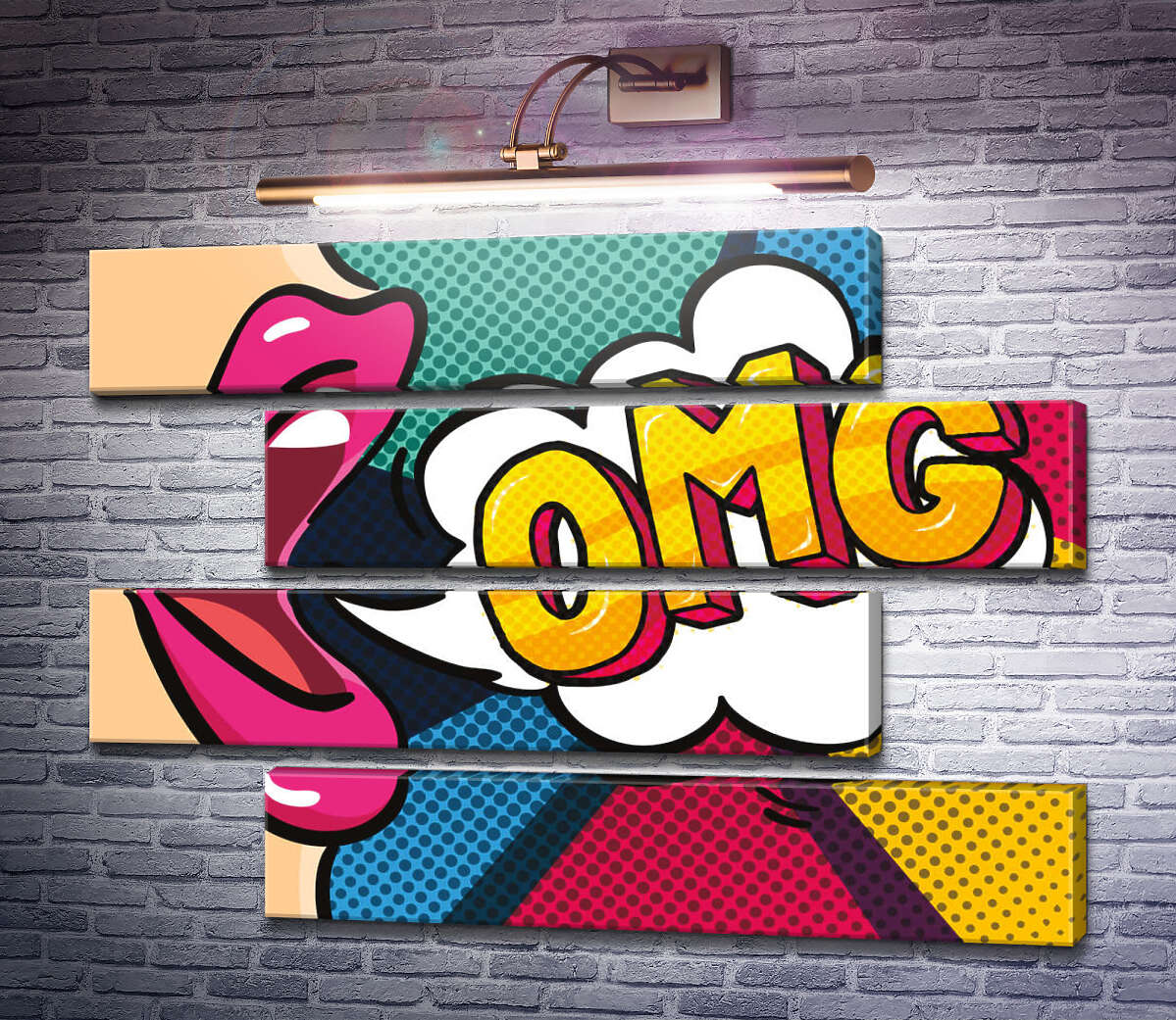 Модульна картина Фраза OMG та губи (Модуль №23) Модульна картина Фраза OMG та губи (Модуль №23)