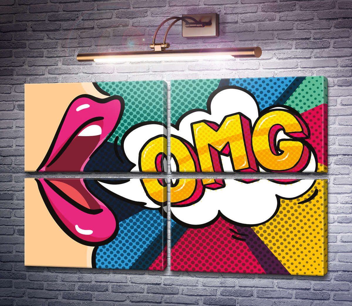 Модульная картина Фраза OMG и губы (Модуль №25) Модульная картина Фраза OMG и губы (Модуль №25)