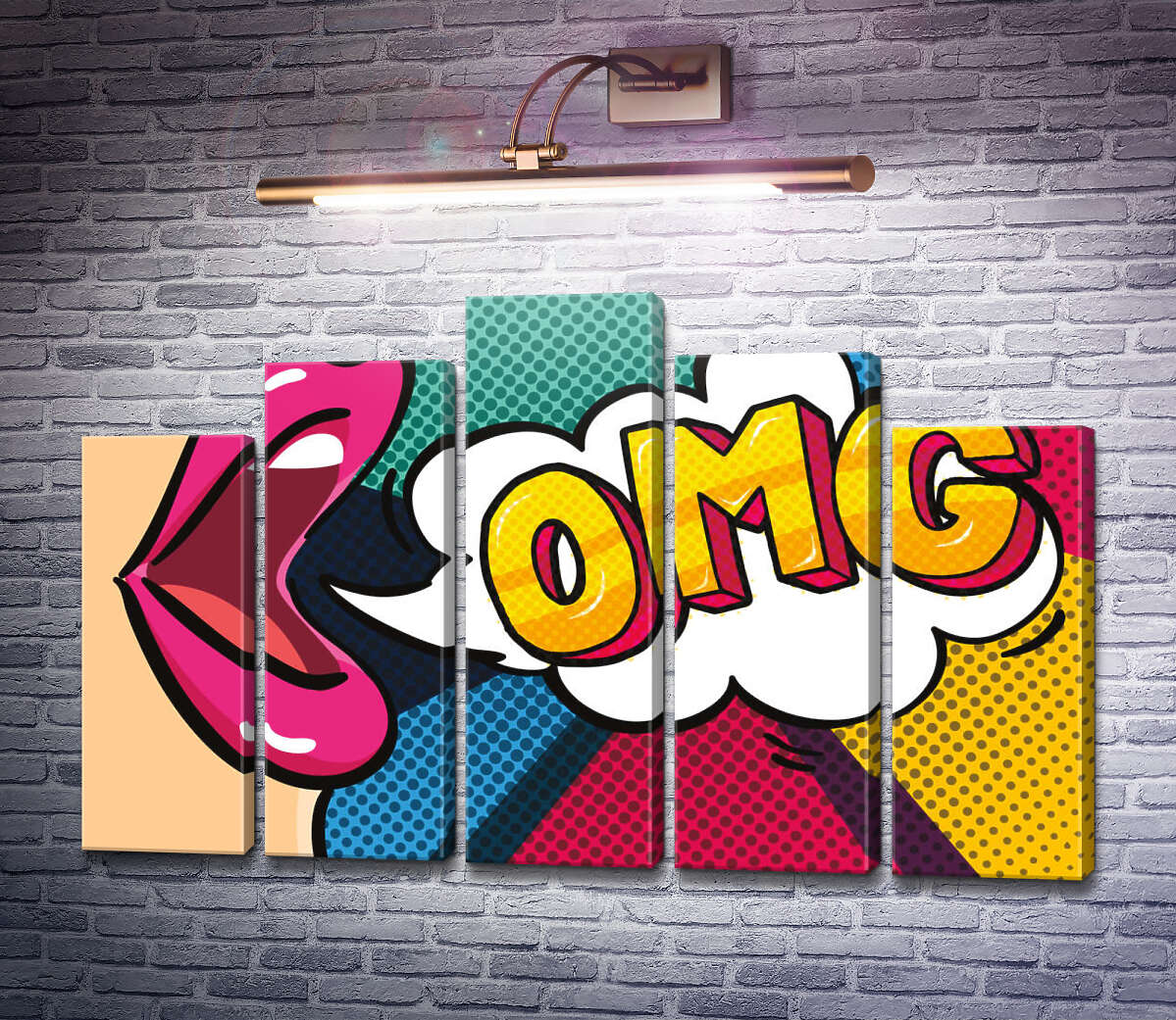 Модульна картина Фраза OMG та губи (Модуль №29) Модульна картина Фраза OMG та губи (Модуль №29)