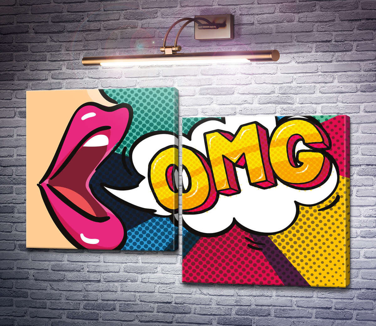 Модульна картина Фраза OMG та губи (Модуль №9) Модульна картина Фраза OMG та губи (Модуль №9)