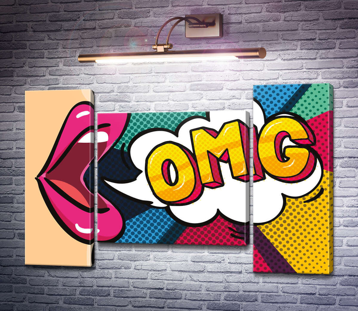 Модульная картина Фраза OMG и губы (Модуль №11) Модульная картина Фраза OMG и губы (Модуль №11)