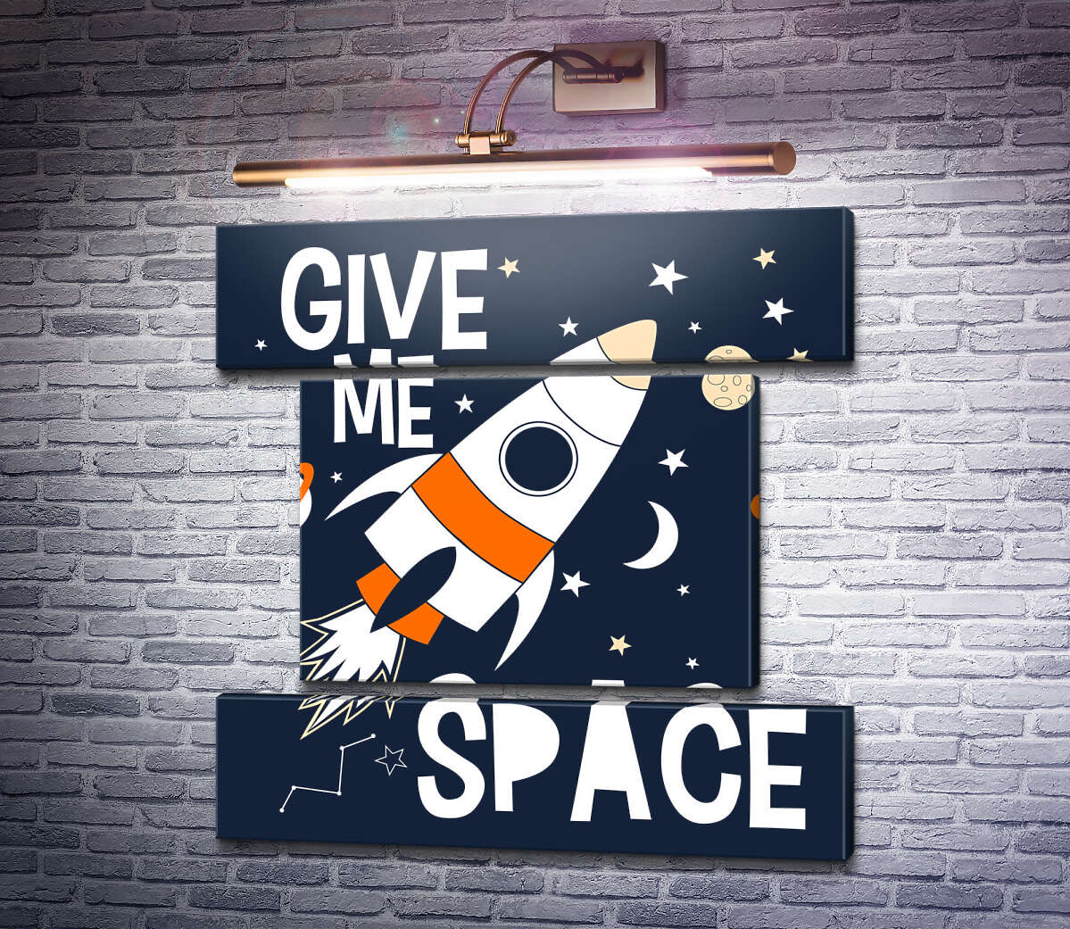 Модульная картина Ракета и космос: "Give me space" (Модуль №18) Модульная картина Ракета и космос: "Give me space" (Модуль №18)