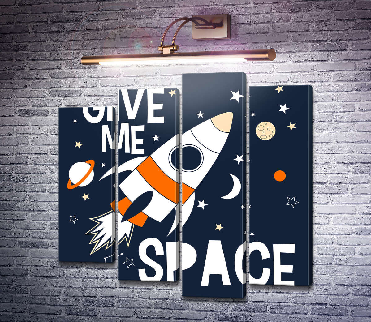 Модульная картина Ракета и космос: "Give me space" (Модуль №3) Модульная картина Ракета и космос: "Give me space" (Модуль №3)